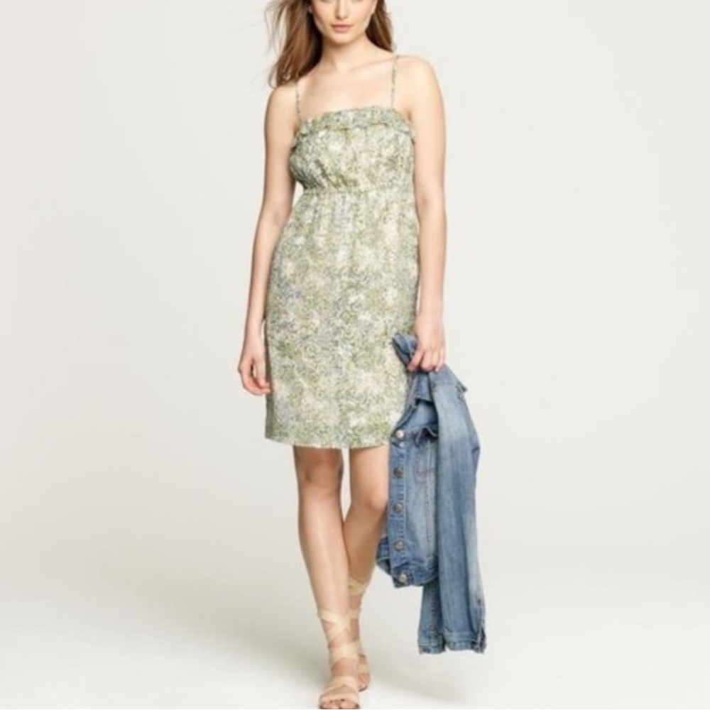 CANDACE DRESS IN TEABERRY FLORAL  100% silk floral Size 4 Sage green cream